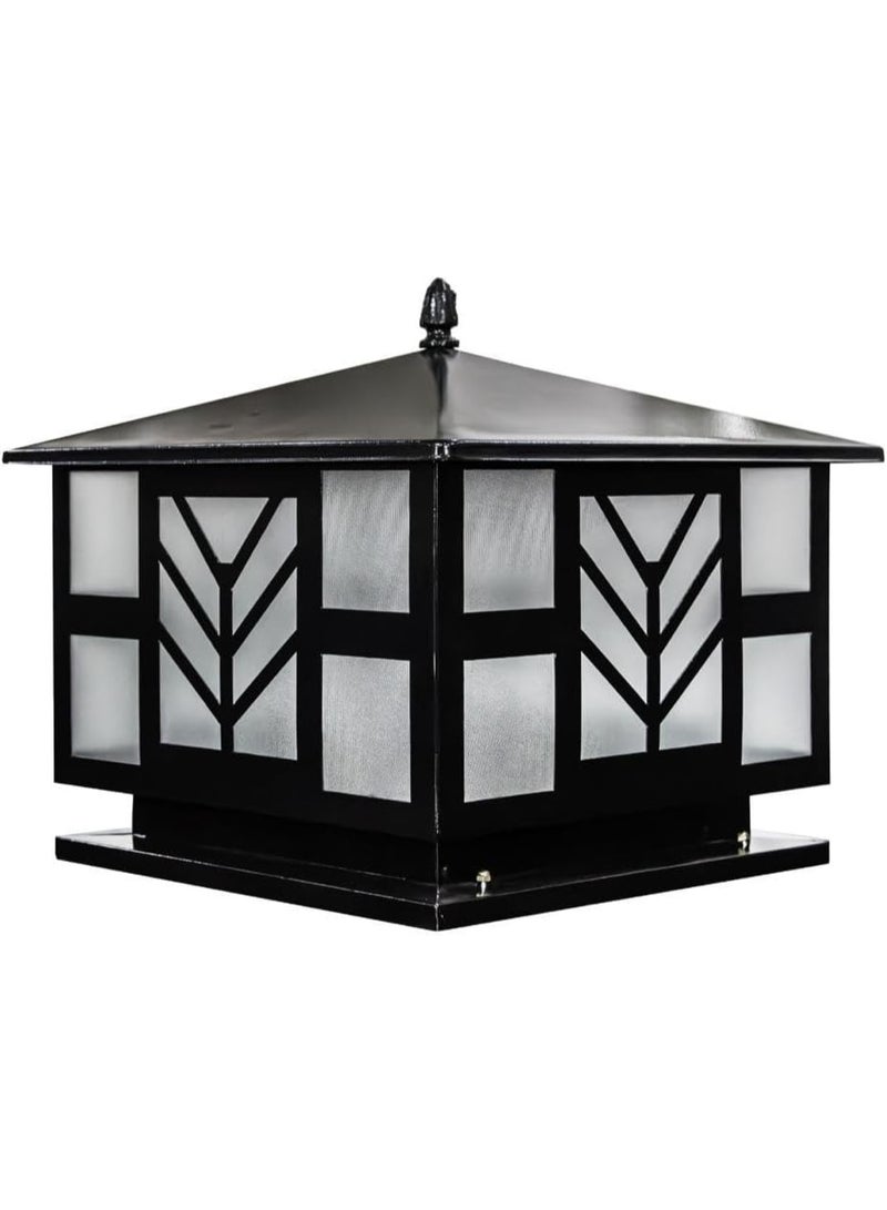 Metal Fence Lantern with Decorative Patterns, Black, 30cm